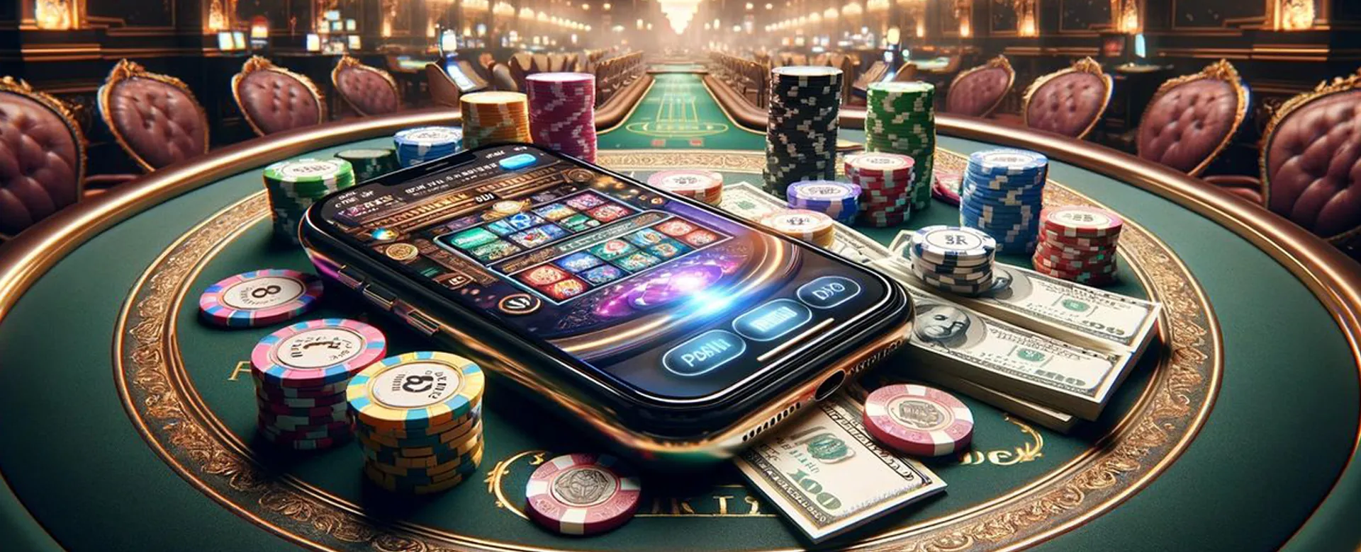 PHBET Fun online casino backdrop with vibrant lights and gaming elements